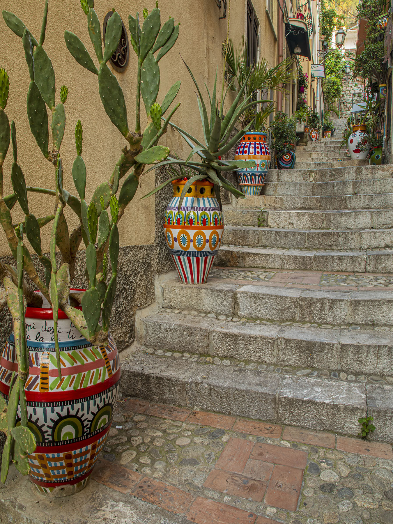 pots on the steps